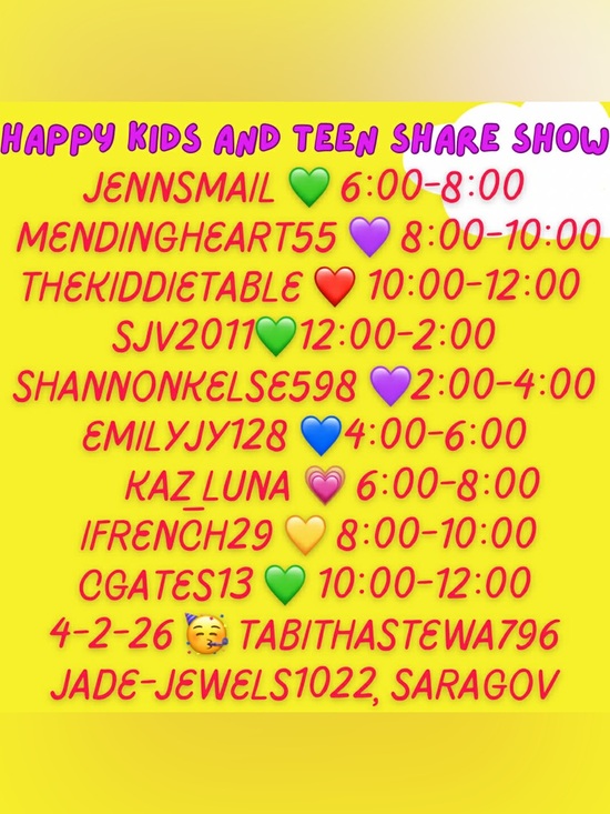 Other - 💜Thursday, April 2nd, I am going LIVE with the Kids and Teens Train SHARE SHOWS💜